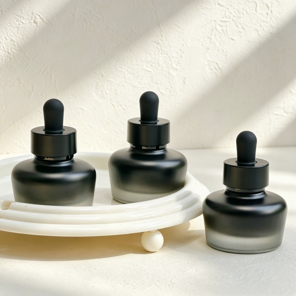 Luxury Skincare Essential - 30ml Frosted Glass Dropper Bottle Dark