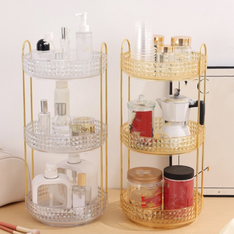 Luxury Skincare & Spa Reviews - 1Pc/Luxury Cosmetic Storage Box Desktop Rotating